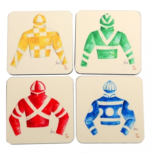 Jockey Silk Sandstone Coasters, Set of Four